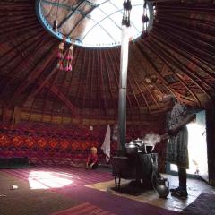 Inside a yurt